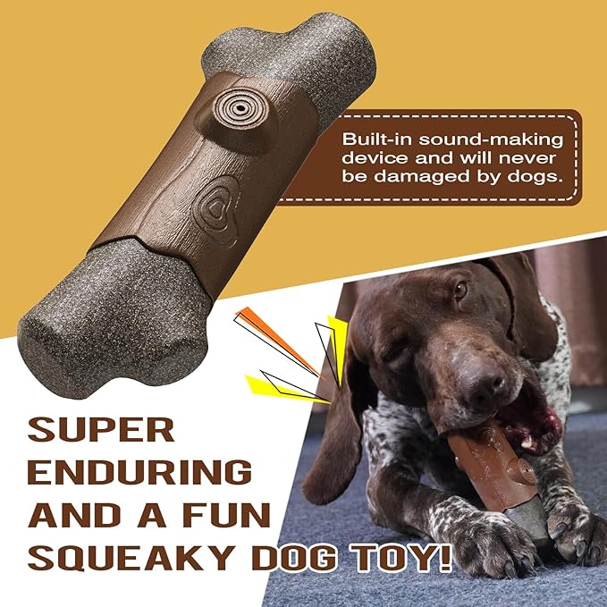 LiuMelinda Dog Chew Toys for Aggressive-Chewers - Indestructible Dog Toy for Aggressive Chewer，Tough Chew Toys for Dogs （Rubber Log-Branches）