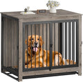 Dog Crate Furniture, 42 InchI ndoor Large Dog Kennel for Medium to Large Dogs Up to 70 LBS, Heavy Duty Wooden Pet Cage End Table with 3 Doors, Alloy Steel Frame & Removable Tray