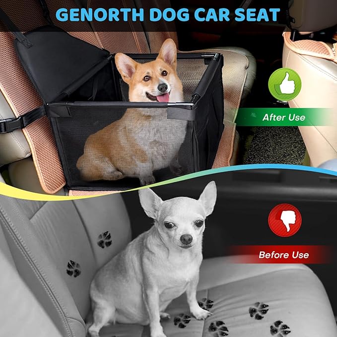 Small Dog Car Seats for Small Dogs,Portable Puppy/Pet Car Booster Seat with Clip-On Leash and Mesh Window for Small Pet Up to 11 lbs