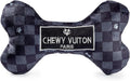 Haute Diggity Dog Black Checker Chewy Vuiton Bone, Plush Designer Dog Toys with Interactive Squeaker, Stimulating Pet Enrichment, Machine-Washable & Safe Materials for All Breeds, Size XL