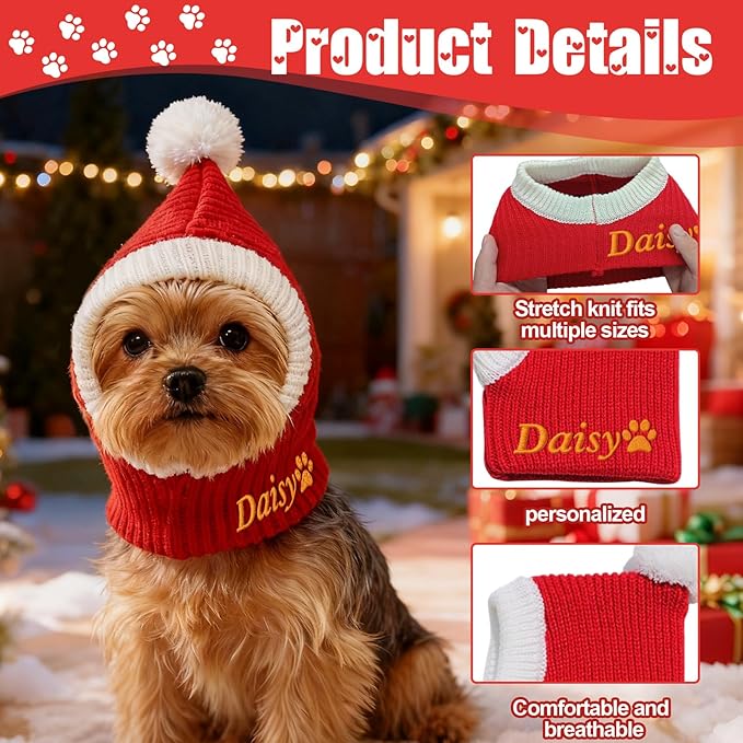 Custom Dogs & Cats Santa Hat, Personalized Santa Cap for Puppy, 2025 Christmas Hats for Dog & Cat, Xmas Party Hat for Small Medium Large Dogs Cats
