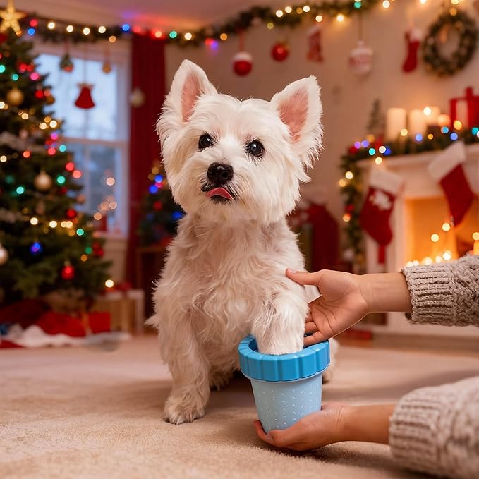 Dog Paw Cleaner Cup, Soft Silicone, Portable, Easy to Clean, Removes Mud and Dirt, Grooming Accessory for Home, Travel – Blue, S