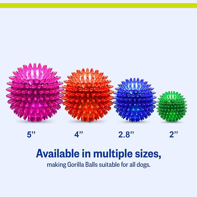 PetSport Gorilla Spiky Ball - Spiky Ball Toys for Dogs and Puppies, Interactive Toy for Boredom, Certified Non-Toxic, Indoor and Outdoor Play - 4" (Pack of 3)