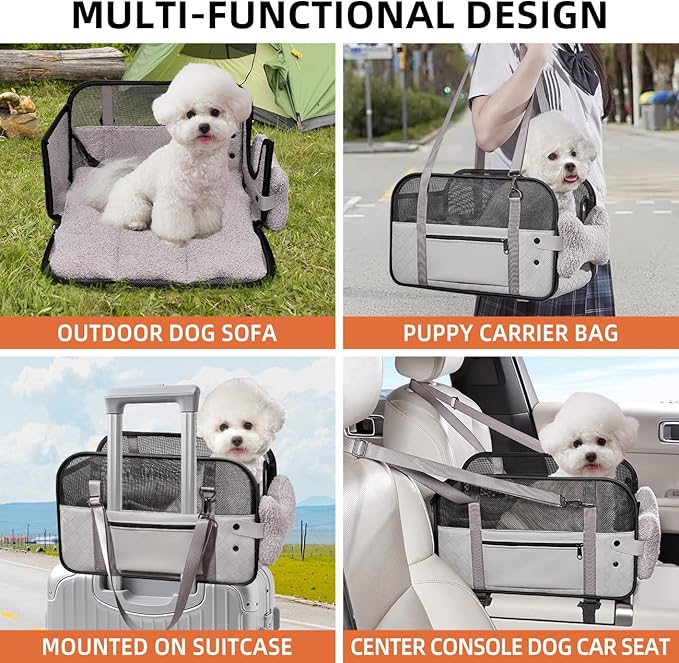 Center Console Dog Car Seat,Outdoor Dog Bed Sofa,Carseats for Small Dogs Carriers,Puppy Cat Car Seat(Gray)