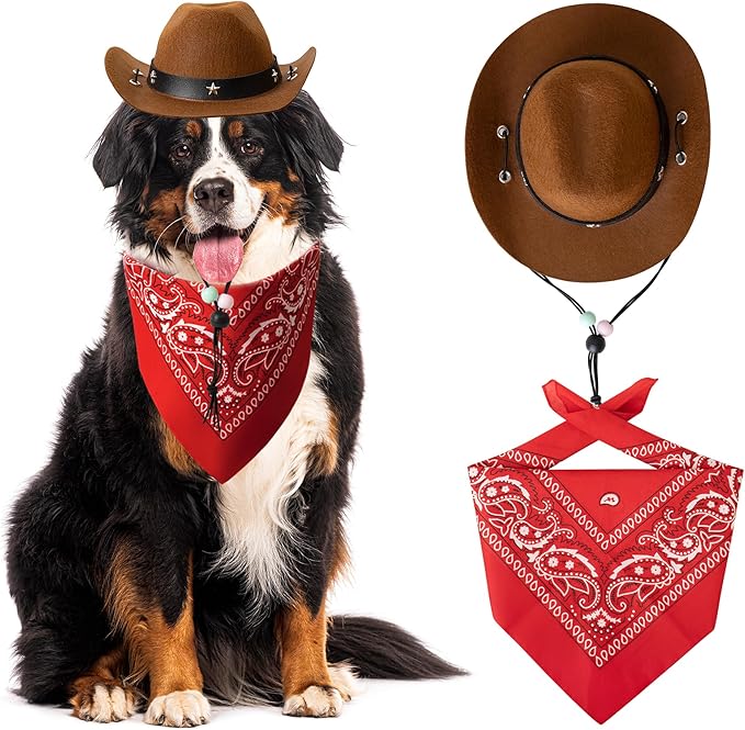 Dog Halloween Costumes, Dogs Cowboy Costume Cowboy Hat for Bandana Scarf Dog Halloween Costumes for Small Medium Large Dogs (Large)