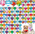 Amylove 120 Pcs Dog Bandanas Bulk Holiday Triangle Dog Pack Puppy Kerchief Bandana Adjustable Pet Scarf for Pet Cat Costume Accessories Decor(Tie Dye)