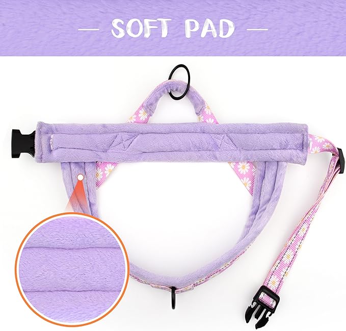 Didog No Pull Dog Harness with Soft Padded, Easy Walk Dog Harness with Quick Release Buckle, Adjustable & Reflective Pet Harness with Soft Padded for Medium Large Dogs (L:Chest 26-33", Purple)