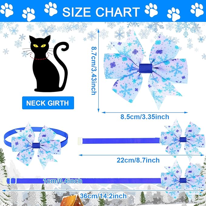 Maitys 80 Pcs Winter Snowflake Dog Bow Tie Adjustable Winter Dog Collar with Bow Ties 20 Styles Snow Snowman Snowflake Elk Pet Grooming Accessories Attachment Pet Supplies for Xmas Holiday Decor