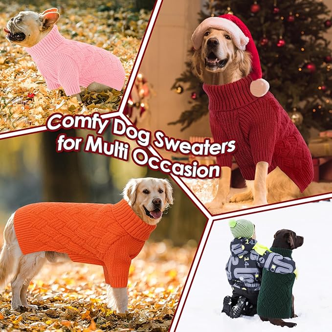 AOFITEE Small Dog Sweater, XS Sweaters for Dogs, Warm Dog Christmas Sweater, Dogs Winter Sweaters for Puppy, Turtleneck Thick Puppy Sweatshirt Female Male for Yorkie, Chihuahua (Red, XSmall)