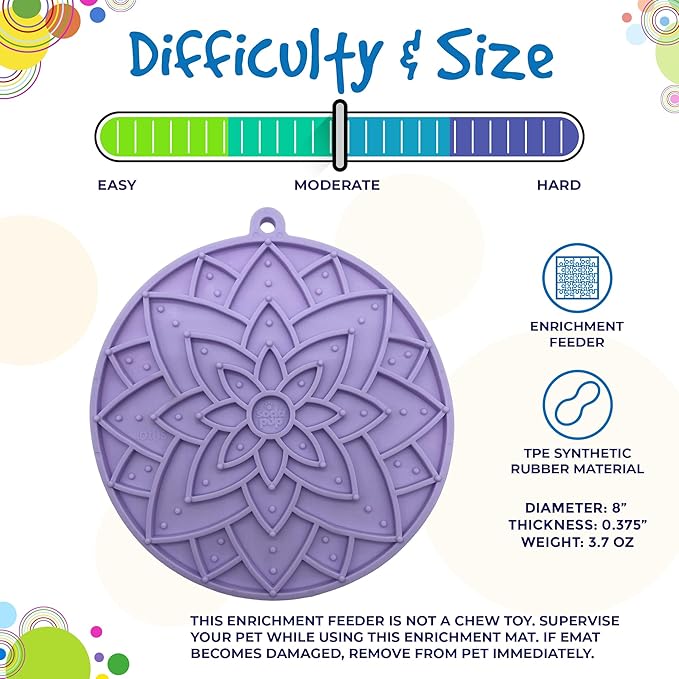 SodaPup Lotus eMat – Durable Enrichment Feeder Made in USA from Non-Toxic, Pet-Safe, Food Safe Rubber for Mental Stimulation, Avoiding Overfeeding, Fresh Breath, Digestive Health, Calming, & More
