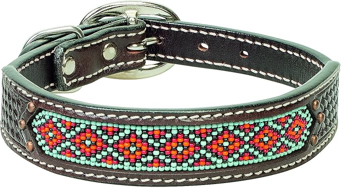 Weaver Leather Pet Beaded Basket Weave Dog Collar,3/4" x 15"