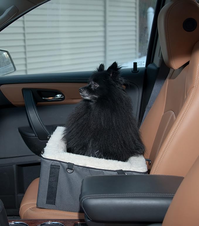 Pet Gear Lookout Booster Car Seat, Removable Comfort Pillow, Safety Tether Included, Installs in Seconds, No Tools Required, Grey Houndstooth