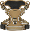 HEELE Dog Harness, Dog Harness for Small Medium Large Dogs No Pull Adjustable Padded Reflective Harness with Handle for Walking Training, Brown, L