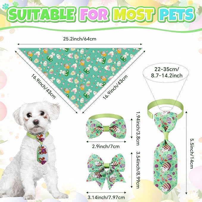 Reginary 120 Pcs Easter Dog Bandanas Bulk Dog Bows Set Bow Ties Cat Scarf Colorful Washable Triangle Pet Kerchief Cute Bib for Summer Small Medium Large Pets Grooming Accessories Costume