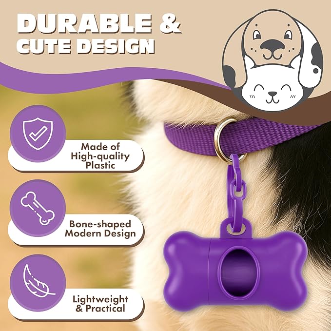 Biodegradable Dog Poop Bags with Dispenser & Holder – Scented, Leak-Proof & Eco-Friendly Cornstarch Waste Bags for Dogs & Cats, Strong & Easy to Use, Includes Poop Bag Clip