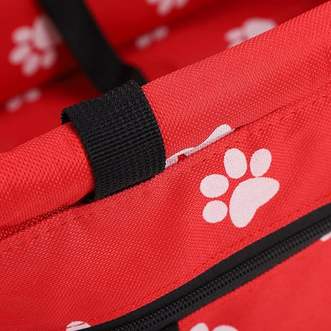 Small Dog Car Seats, Portable Puppy Dog Car Carrier, Folding Pet Car High Back Booster Seats with Adaptable Straps for Small Pets(44cm-Red)