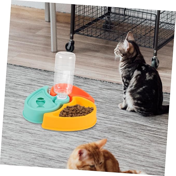 Kisangel Cat Food and Water Bowl Automatic Pet Feeder Dry and Wet Food Separation Non-Skid Design for Cats and Dogs Easy to Capacity for Multiple Pets