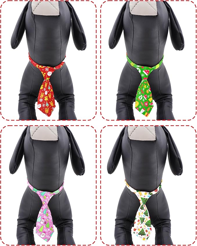 PET SHOW 10pcs Pack Christmas Small Dog Ties Neckties for Doggies Cats Adjustable Holiday Grooming Accessories Neck Ties Bowties Girl Boy Festival Costumes Puppies Party Gift Favor