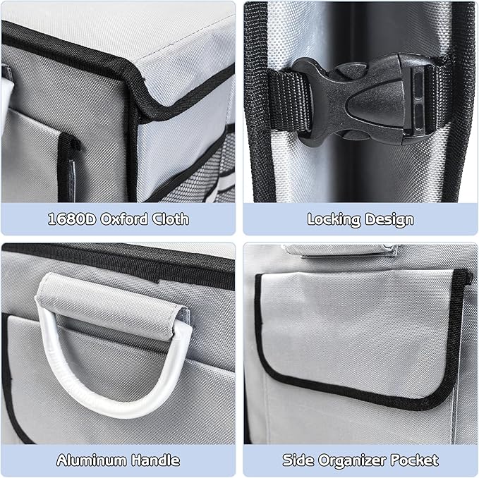 Fhiny Dog Backseat Extender with Storage, 13.4'' x 12'' Collapsible Back Seat Extender for Dogs Pet Front Seat Extend for Car Puppy Car Seat Gap Filler with Pockets for Small & Medium Dogs
