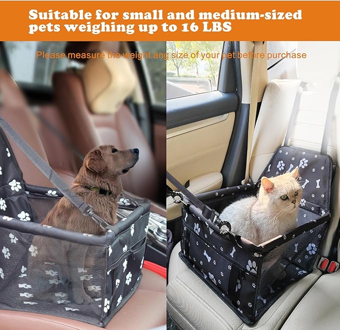 Dog Car Seat for Small Dogs, with Upgrade Support Rod, Breathable and Foldable, Easy Install Pet Car Seat, Travel Dog Bed, Dog Chair, Pet Car Basket