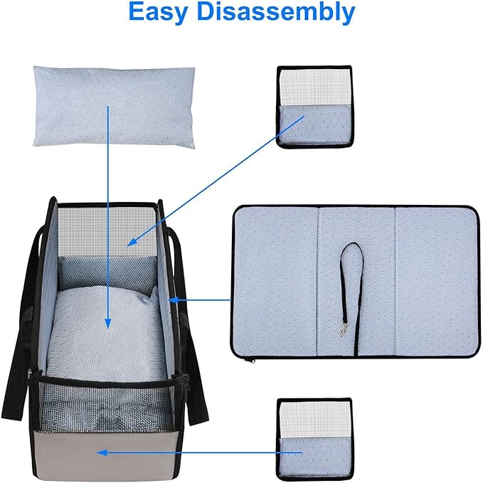 Vehicle Dog Seat - Center Console Dog Car Seat - Adjustable Pet Booster Console Seat, Travel Dog Car Carrier with Safety Tethers | Breathable Car Seat Bed Suitable for Small & Medium Dogs and Cats