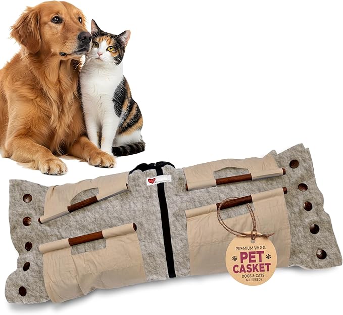 Cocoon® - Eco-Friendly Pet Burial & Cremation Ceremony Kit (Premium Wool) - Casket for Dogs and Cats (Choose Size & Color) (Large, Natural)