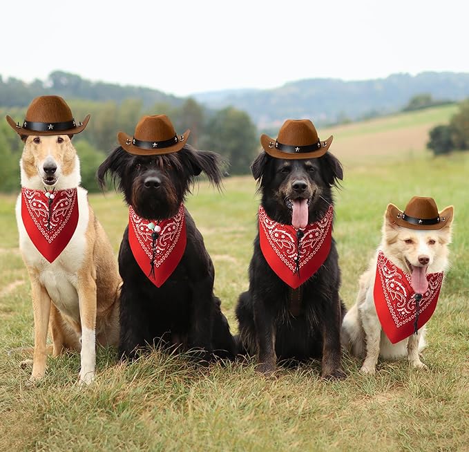 Dog Halloween Costumes, Dogs Cowboy Costume Cowboy Hat for Bandana Scarf Dog Halloween Costumes for Small Medium Large Dogs (Large)