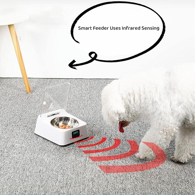 350ml Automatic Smart Cat Feeder Bowl Sensitive Open Cover Pet Feeder Transparent Lid Prevent Slip IR Induction for Small Pet for Dogs