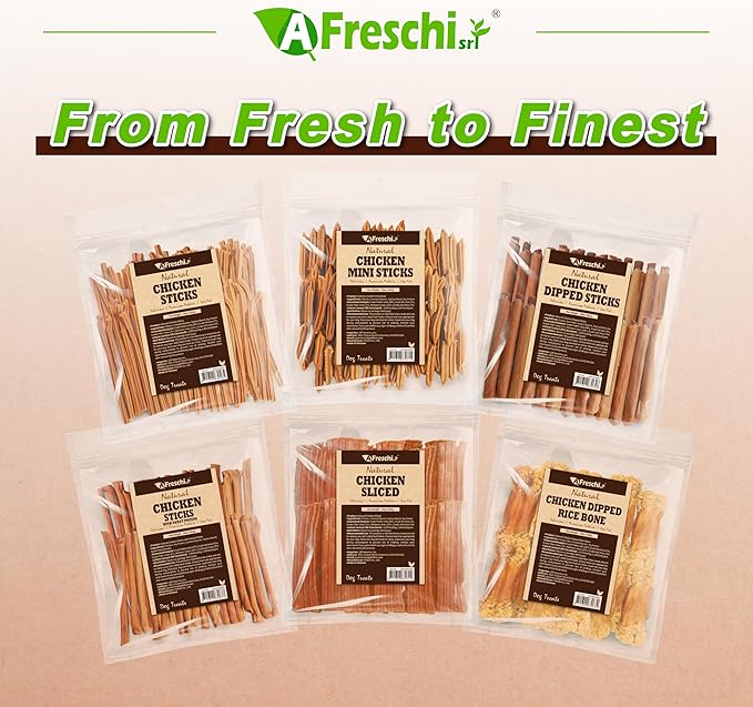 Afreschi Chicken Dog Treats, All Natural, Healthy & Easily Digestible, Grain-Free Puppy Chews, Low-Fat, Human Grade Training & Rewards Dog Snacks, Chicken Sticks with Pumpkin, 24 oz Pack