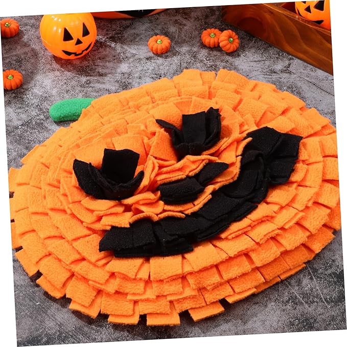 Garneck Dog Snuffle Mat Pumpkin Shape Sniffing Feeding Mat for Large Breeds Space Saving Design Fun Interactive