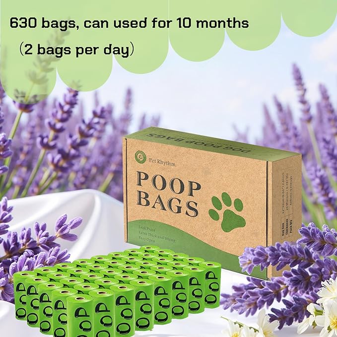 Dog Poop Bags Rolls with Dispenser - Scented & Leak-Proof Dog Waste Bags in Green/Black, 13x9 Inch Extra Large Poop Bags for Dogs, 120/360/630 Counts