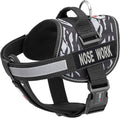 Dogline Unimax Dog Harness Vest with Nose Work Patches Reflective No-Pull, Adjustable Straps, Breathable Neoprene for Medical, Service, Identification and Training Dogs Girth 18 to 25" Zebra