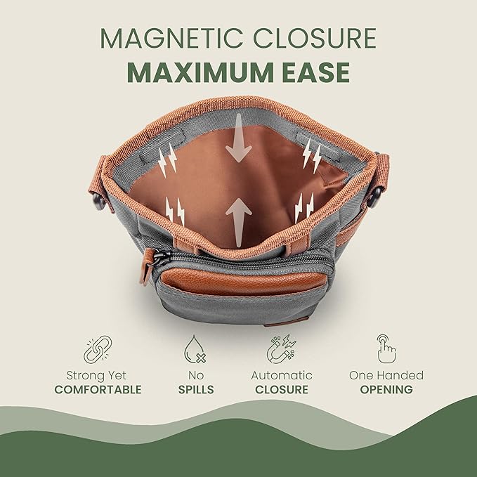 BEAU&FUR Large Dog Treat Pouch with Clicker for Training – 4 Cup Capacity, Built-In Poop Bag Dispenser, Expandable Pocket, Metal Buckle, Large Back Pocket, Ideal Design for Walks and Training – Grey