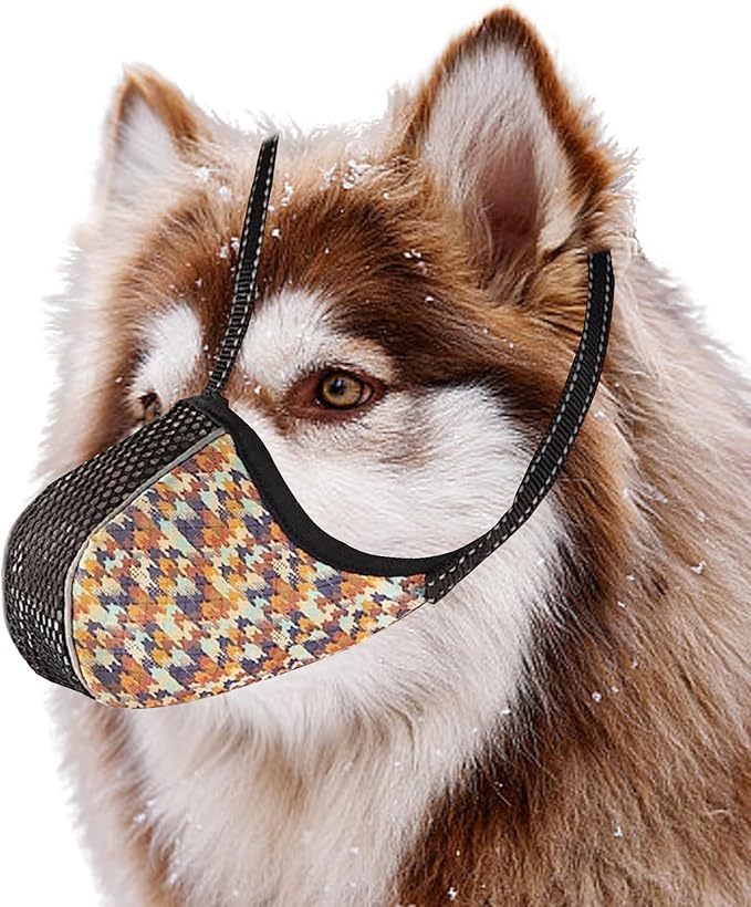 Dog Muzzle for Extra Large Size Dogs to Prevent Biting Chewing Barking Soft Air Mesh Muzzles Reflective Ajustable Full Coverage Dog Mouth Guard Cover for Grooming Scavenging Orange XXL