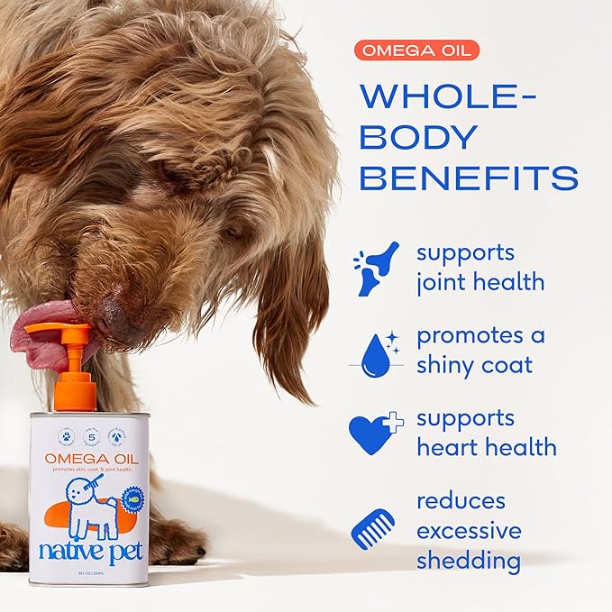 Native Pet Omega Oil for Dogs (8 oz.) & Beef Bone Broth for Dogs (4.75 oz.) - Made with Wild Alaskan Salmon Oil - EPA DHA and Bone Broth Powder Food Topper for Picky Eater