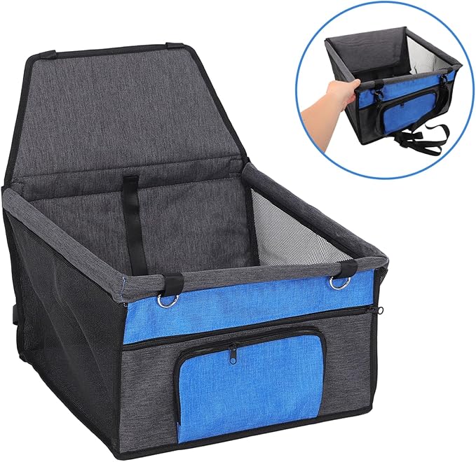 Portable Pet Car Seat with Safety Rope Breathable Cats Cozy Travel Seat for Comfortable Rides Easy to Stylish Deep