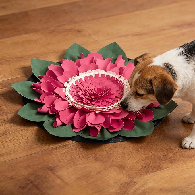 Snuffle Mat for Dogs Cat Pet Treats Slow Feeding Mat Durable Interactive Puzzle Toys for Stress Relief, Encourages Natural Foraging Skills, Enrichment to Keep Dogs Busy Round 20Inch(Hot Pink)