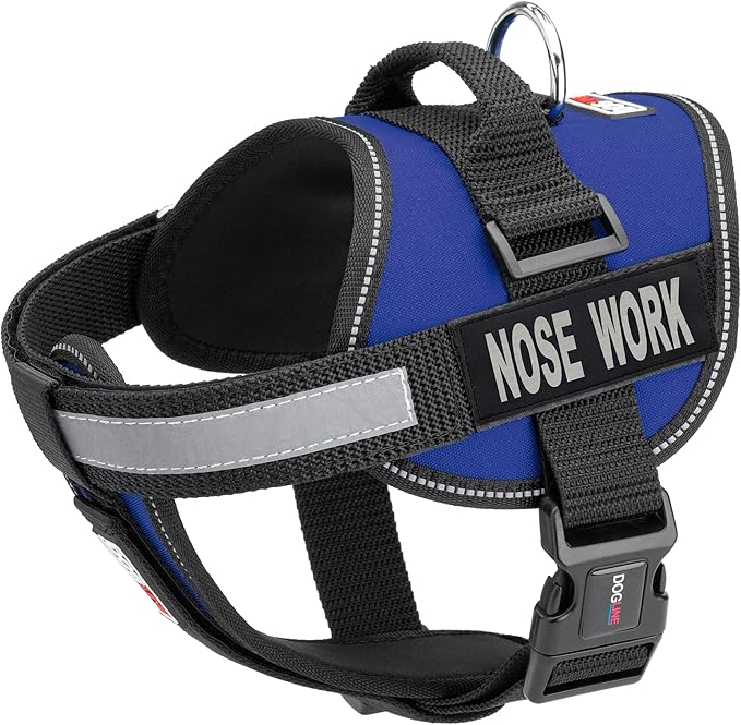 Dogline Vest Harness for Dogs and 2 Removable Nose Work Patches, X-Large/36 to 46", Blue