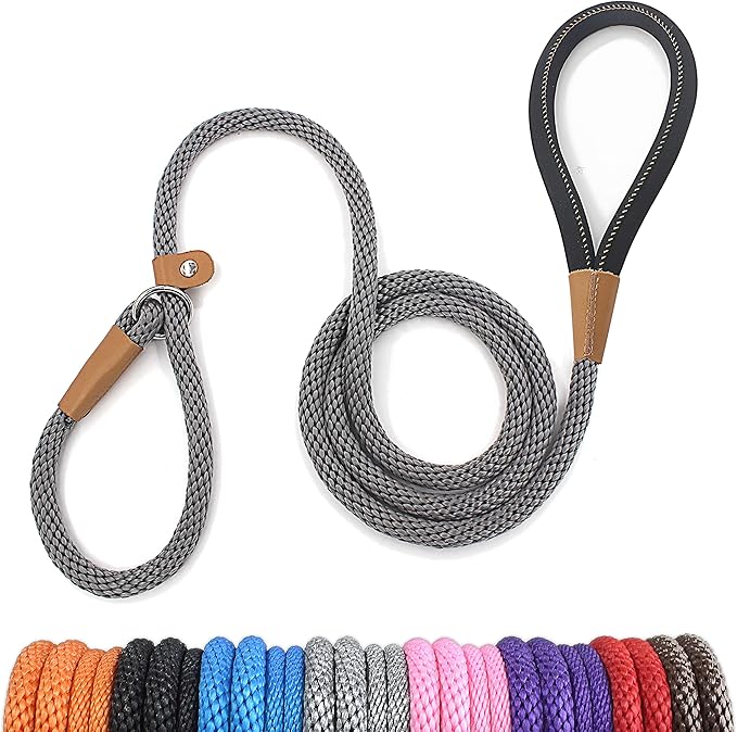 lynxking Dog Leash Slip Lead 5 6 8 FT Dog Training Leash Strong Heavy Duty Braided No Pull Training Lead for Small Medium Large Dogs
