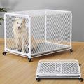 Gardner Pet 42 Inch Collapsible Diamond Mesh Dog Kennel, No Assembly Metal Dog Crate with 4 Lockable Wheels,Removable Tray,Portable Dog cage for Medium/Large Dogs(150-200 lbs) Indoor Outdoor Use