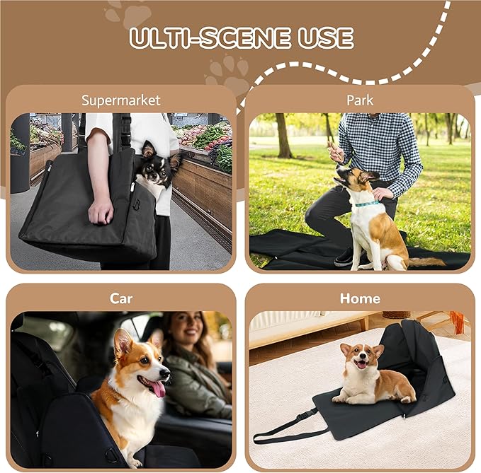 Dog Carrier for Medium Size Dogs Travel Carrier Bag for Dogs Cats Under 24 lbs Dog Car Seat Easy Installation Waterproof and Washable Dog Bag, Wear-Resistant, Moisture-Proof Black