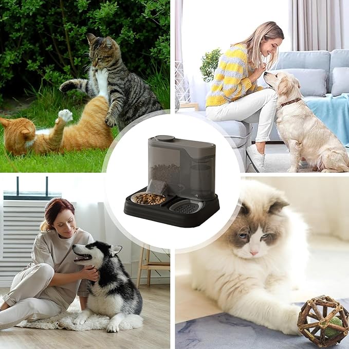 Portable Pet Feeding Station – Automatic Dog Feeder, Puppy Food and Water Bowl Dispenser | Travel Friendly Splash-Proof Container for Dogs, 2-in-1 Self Feeding System for Apartment or Vacation Homes