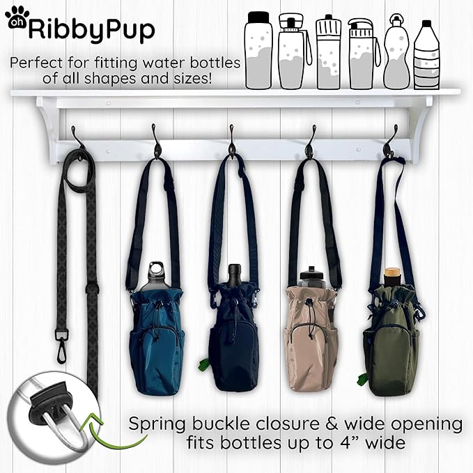 RibbyPup Waterproof Dog Walking Bag with Universal Water Bottle Holder, Built-In Poop Bag Dispenser, Unisex Cross-Body Treat Pouch (Gray)