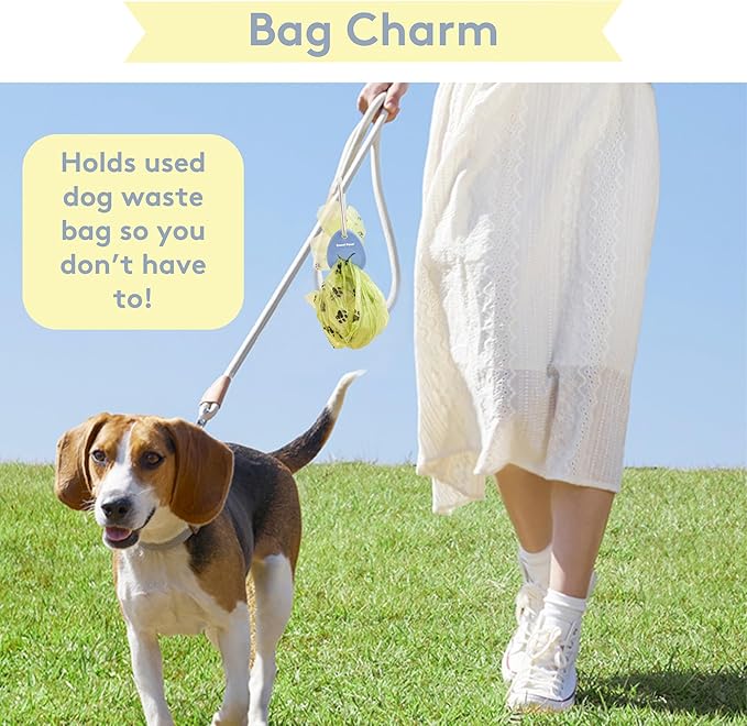 Sweet Paws Dog Poop Bag Holder Charm for Hands-Free Carry of Used Dog Poop Bag on Leash, Lightweight Durable Silicone, Preserves your Diginity and Frees your Hands-Glacier