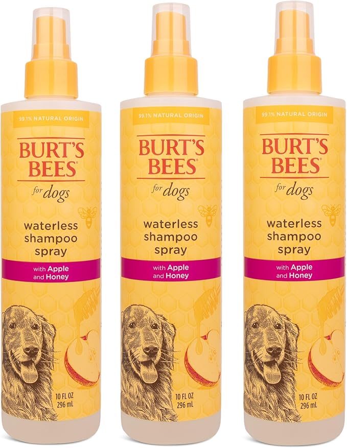 Burt's Bees for Pets Waterless Shampoo Spray for Dogs with Apple and Honey, 99.1% Natural Origin Formulas, Gentle Waterless Dry Dog Shampoo, 10 Fl Oz - 3 Pack