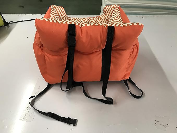 Waterproof Dog Car Seat with Removable Cushion - Pet Car Booster Bucket Seat - 18x16x12 Inches (Orange)