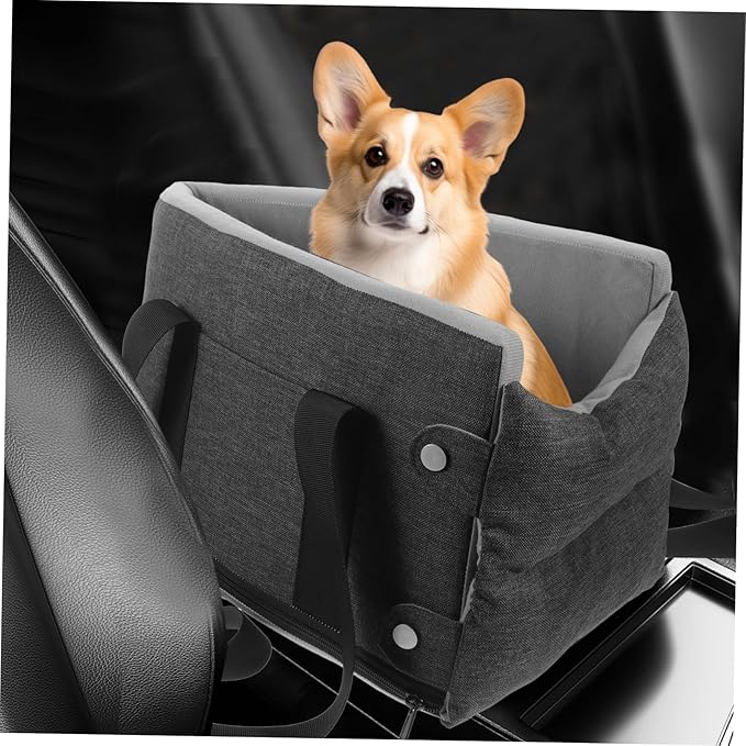 POPETPOP Dog Car Seat for Pets Portable Center Console Design Comfortable Durable Travel Seat for Dogs and Cats for All Seasons Fits Car Models