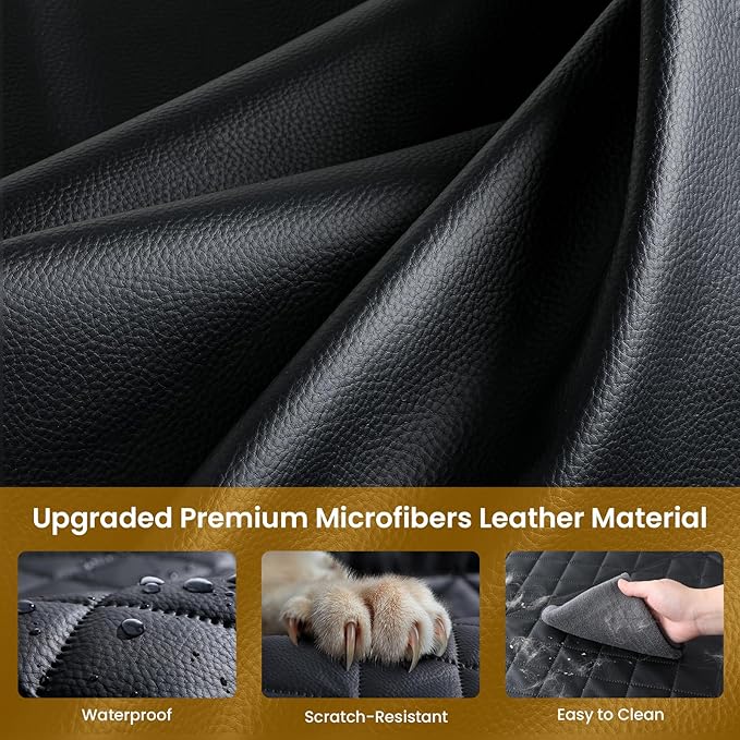 Pecute Dog Car Seat, Back Seat Extender for Dogs, Upgraded Sofa Leather, Breathable Mesh Sides, Hard PVC Panels Bottom Support to 330 lbs, for Cars/Mid-Size SUV/Small Truck