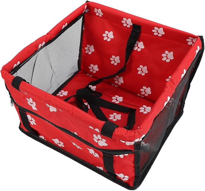 Small Dog Car Seats, Portable Puppy Dog Car Carrier, Folding Pet Car High Back Booster Seats with Adaptable Straps for Small Pets(44cm-Red)