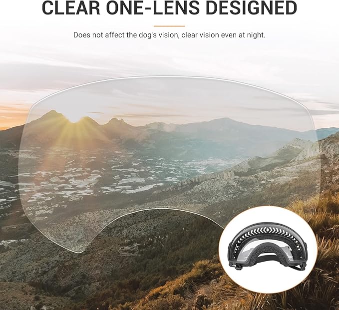 NAMSAN Dog Goggles for Large Dogs, Clear Lenses, Dog Sunglasses Medium to Large Breed, Anti-UV Doggie Eye Protection, Adjustable Driving Glasses, Windproof Dustproof, Black